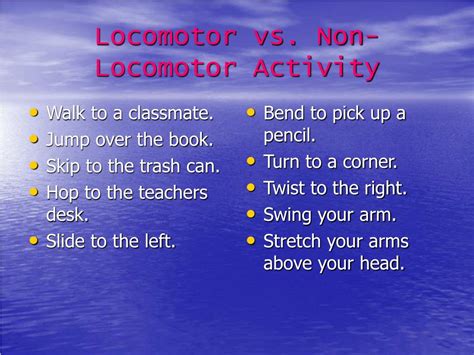 Locomotor And Non Locomotor Activity Sheets