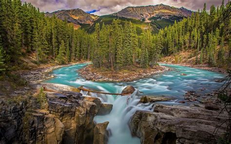 Waterfall In Canada Sunwapta Falls Jasper National Park Alberta Images For Wallpaper Nature ...