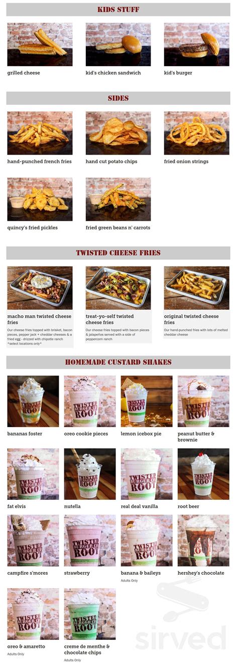 Twisted Root Burger Co. menu in Roanoke, Texas, USA