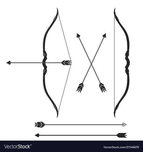 Bow and arrow indian hunter weapon Royalty Free Vector Image