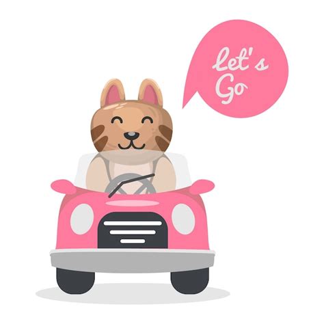 Premium Vector | Cute cat driving car cartoon