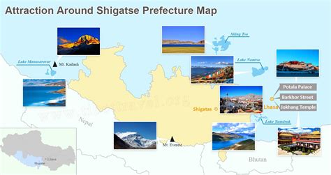 Shigatse Map, Map of Shigatse Tibet, Shigatse Prefecture