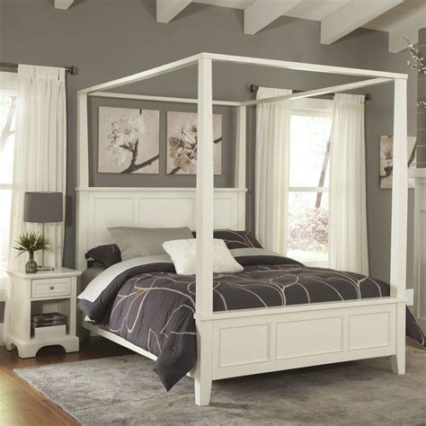Home Styles Naples White Queen Canopy Bed-5530-510 - The Home Depot