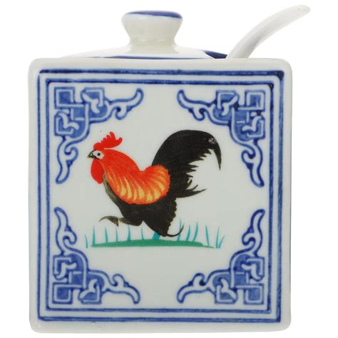 NUOLUX 1Pc Ceramic Salt Pot Home Kitchen Restaurant Using Rooster ...