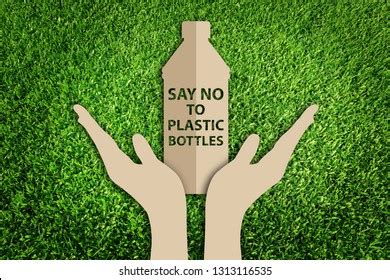 Say No Plastic Bottles Paper Art Stock Illustration 1313116535 | Shutterstock