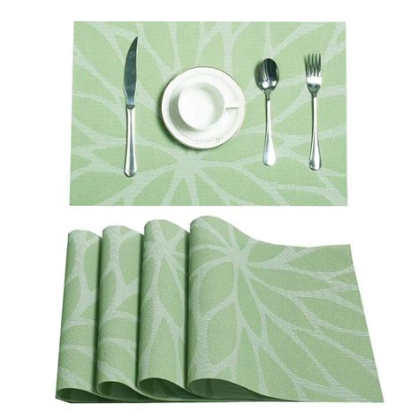 Coolmade Placemats for Dining Table Washable Placemat Set of 4 Heat Resistant Woven Vinyl Non ...