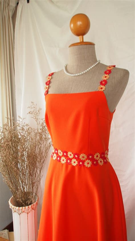 Orange Prom Dress Tangerine Party Dress Vintage Summer Retro - Etsy