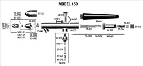 Badger Model 150 Airbrush Parts