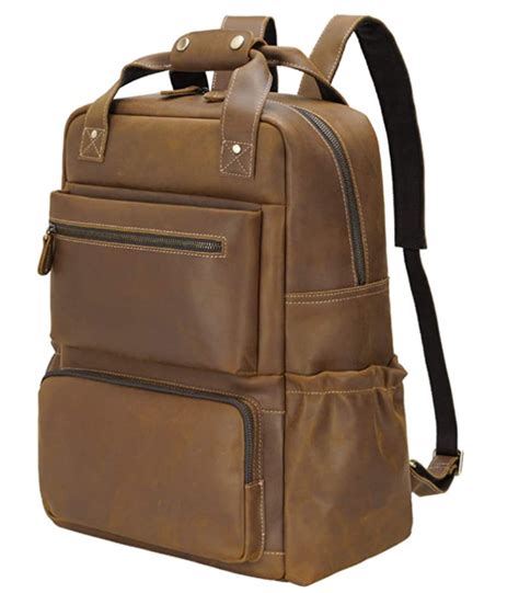 Original Brand Leather Backpack for Men 15.6" Laptop Backpack Travel Bag Schoolbag Office ...