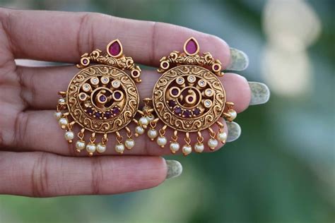 One Gram Gold Finish Earrings - South India Jewels