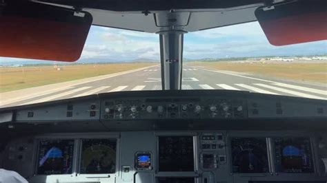 Real time view of an Airbus taking off, shot from the cockpit, as seen ...