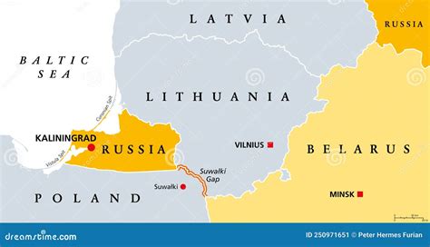 Suwalki Gap, Corridor from Kaliningrad Oblast To Belarus, Political Map Stock Vector ...