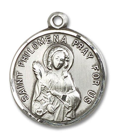 St. Philomena Medal - Sterling Silver 3/4" x 5/8" Round Pendant (4267SS)