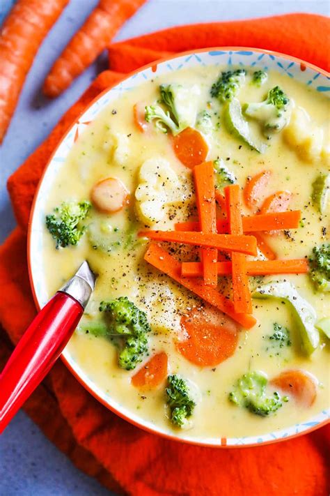 Cheesy Vegetable Soup Recipe - SO GOOD! - Pip and Ebby