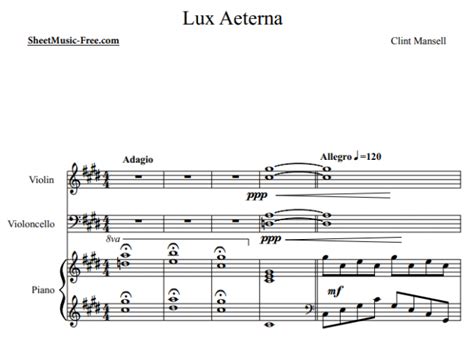 Clint Mansell - Lux Aeterna Free Sheet Music PDF for Piano | The Piano Notes