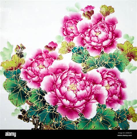 Chinese traditional painting of flowers Stock Photo - Alamy