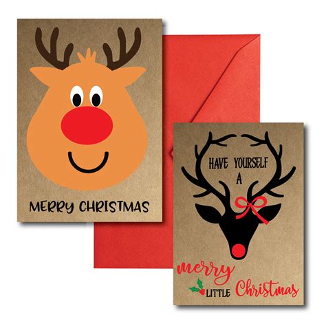 Printed Reindeer Cards + Envelopes | Set of 10 - Aesthetic Designs