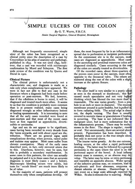 (PDF) SIMPLE ULCERS OF THE COLON · The base is not indurated like a ...