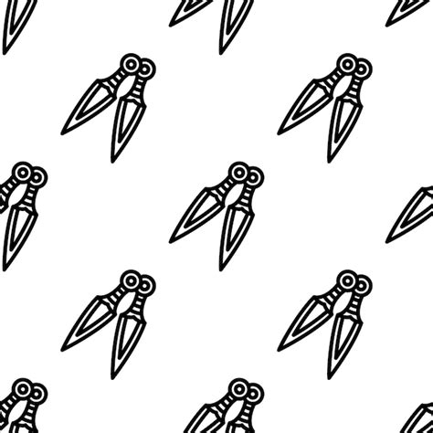 Premium Vector | Kunai throwing knife seamless pattern vector illustration