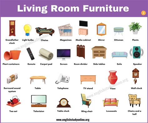 Living Room Furniture: Useful List of 60 Objects in The Living Room - English Study Online