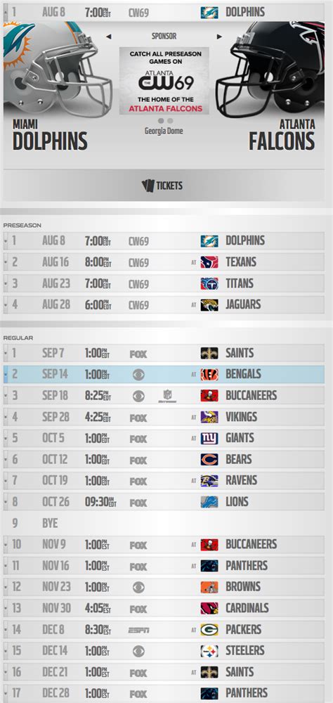 Atlanta Falcons schedule Nfc South, Atlanta Falcons, Buccaneers, Jaguars, Texans, Braves, Vikings