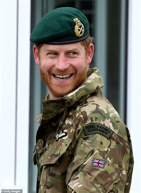 Harry's back in uniform! Prince arrives at the Royal Marines base in ...