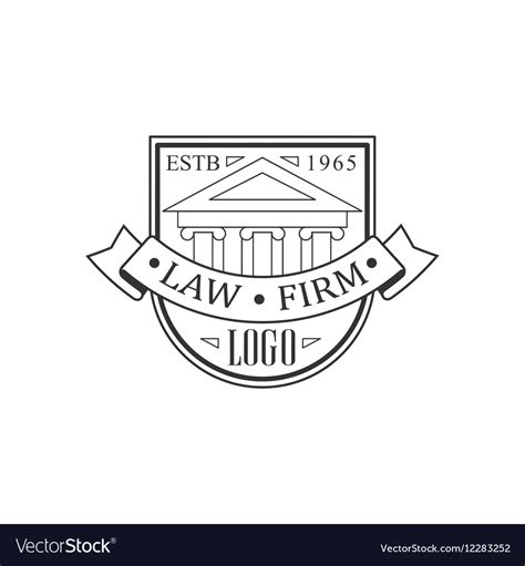 Law firm and lawyer office black white logo Vector Image