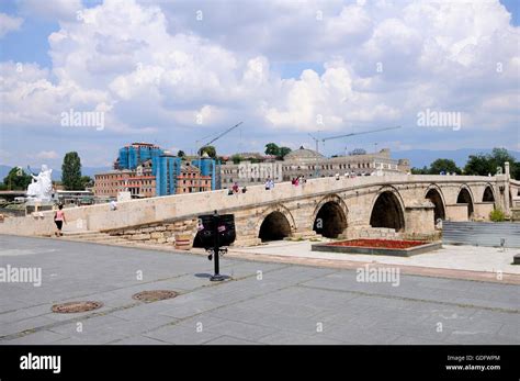 Stone Bridge in Skopje Stock Photo - Alamy