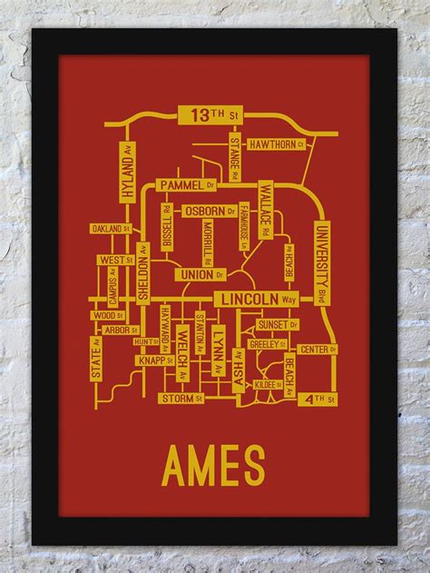 Ames, Iowa Street Map Print | Street map, Map print, Town map