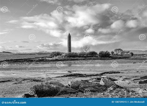 Largs Foreshore and the Pencil Monument Commemorating the Viking Battle of Largs in 1263 Stock ...