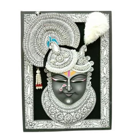 Glossy Wooden Rectangular Shrinathji Face Painting, Size: 15x13inch at ...