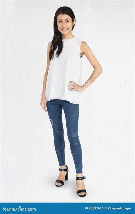 Female Standing Pose Studio Concept Stock Image - Image of joyful, look ...