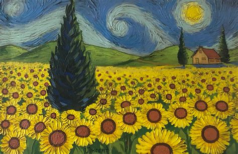 Sunflower Field by Vincent Van Gogh 1888 Signed Original Painting Oil on Canvas - Etsy