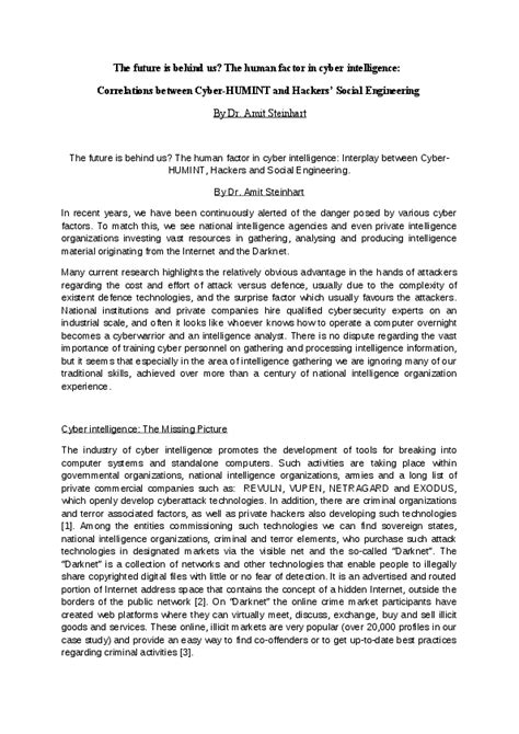 (DOC) Cyber Humint article end | Amit Steinhart - Academia.edu