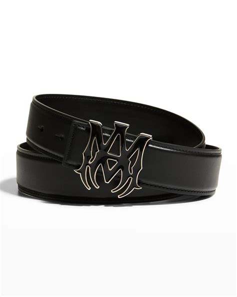 Amiri belt featuring signature M.A. monogram buckle Approx. 1.6"W Push-pin fastening Adjustable ...