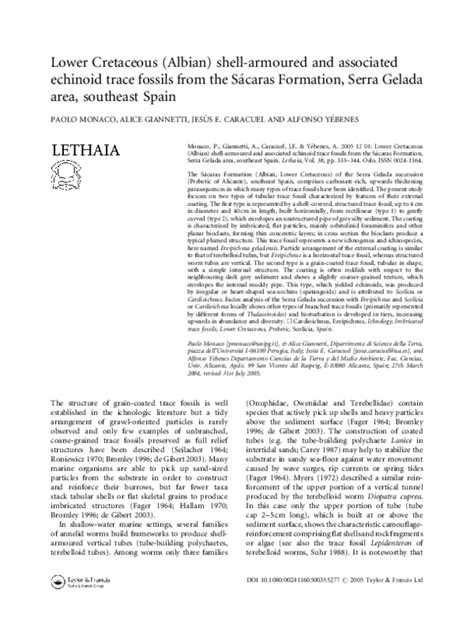 (PDF) Lower Cretaceous (Albian) shell-armoured and associated echinoid trace fossils from the ...