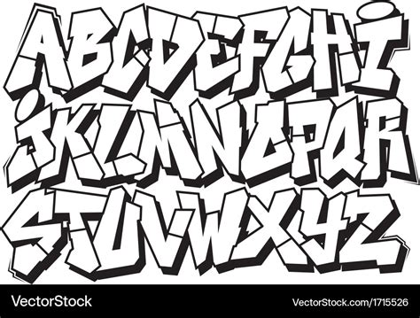 Classic street art graffiti font type alphabet Vector Image