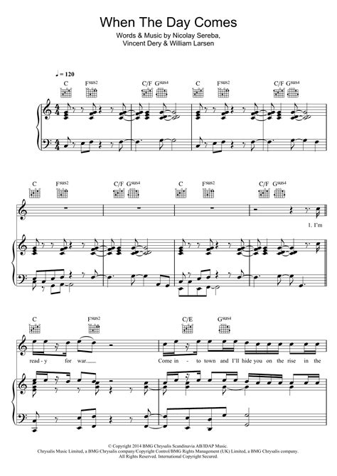 When The Day Comes Sheet Music | Nico & Vinz | Piano, Vocal & Guitar Chords