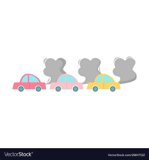 Car air pollution raster in cartoon Royalty Free Vector