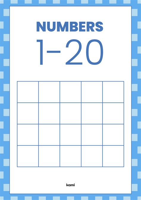 Number Chart | 1-20 Blank for Teachers | Perfect for grades 1st, 2nd, 3rd, 4th, K, Pre K | Math ...