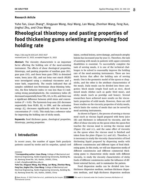 (PDF) Rheological thixotropy and pasting properties of food thickening gums orienting at ...