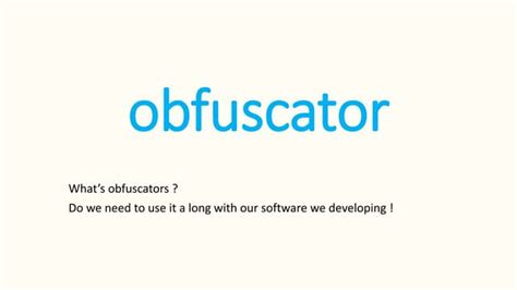 Obfuscator | PPT