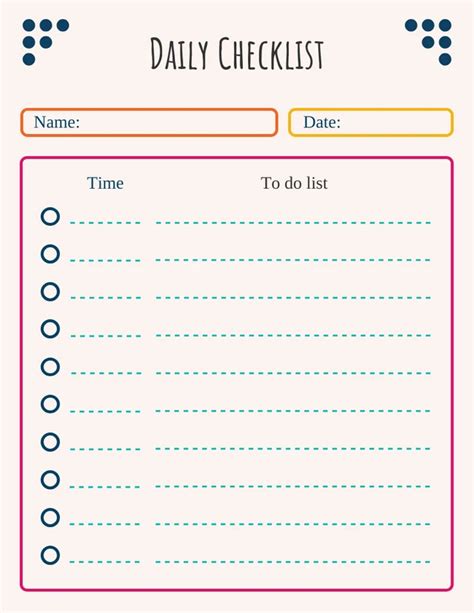 Simple Daily Checklist Template - Venngage