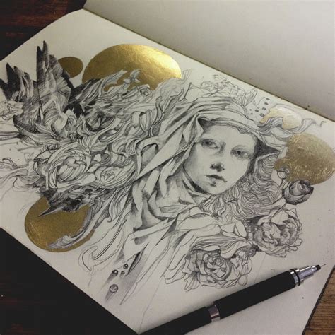 gold leaf drawings - Google Search | Graphite art, Sketch book, Moleskine art