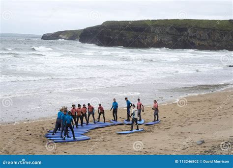 Youth Being Taught Surfing at Ballybunion Beach Editorial Photography ...