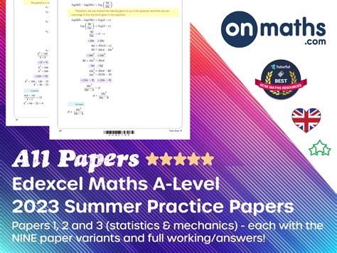 2023 Summer Edexcel A-Level Maths ALL Practice Papers | Teaching Resources