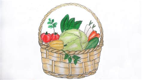 How to Draw a Simple Vegetable Basket (Beautiful Drawing Step by Step Easy) | Basket drawing ...