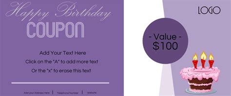 Free Custom Birthday Coupons - Customize Online & Print at Home