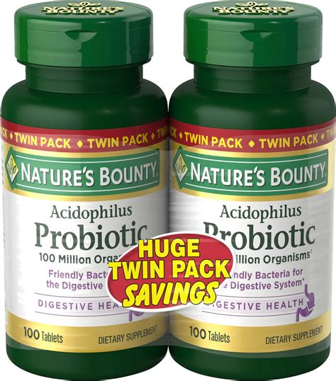 Amazon.com: Nature's Bounty Probiotic Acidophilus, 100 Tablets (Pack of 2), Dietary Supplement ...