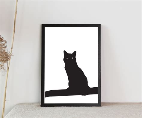 Cat Black and WhitePrintable Wall Art Modern Decor | Etsy